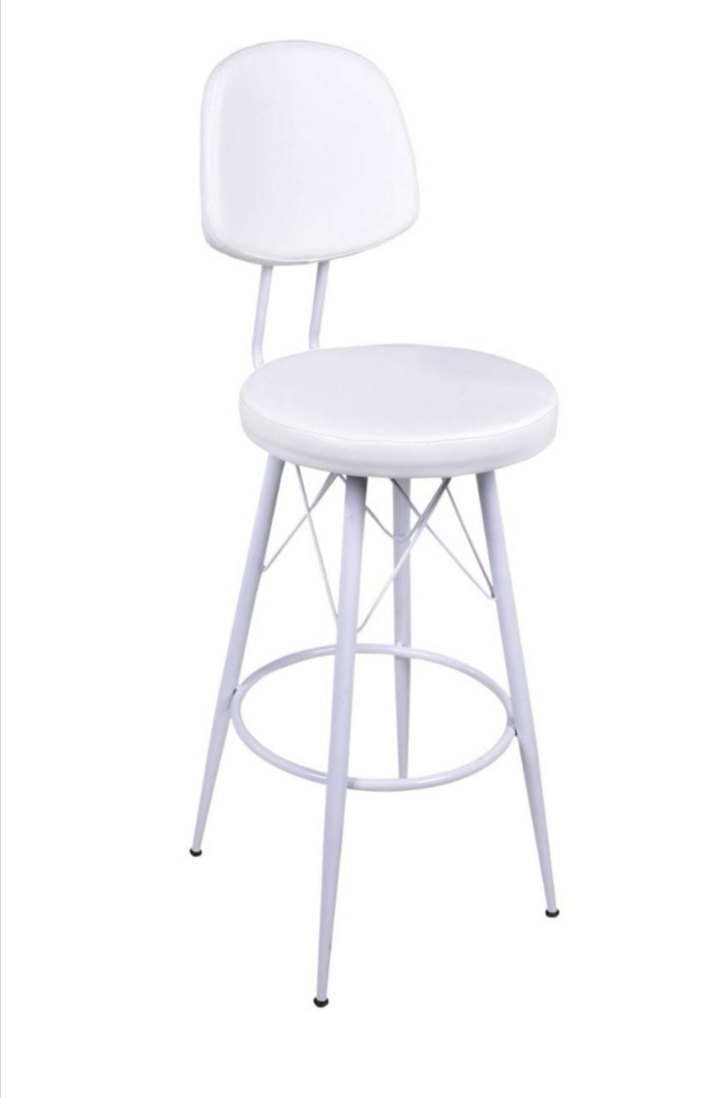 Metal ayaklı beyaz bar taburesi
